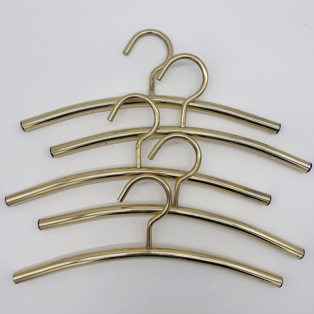 Vintage Gold Tone Metal Hangers Set 5 Hollywood Regency MCM Closet Display